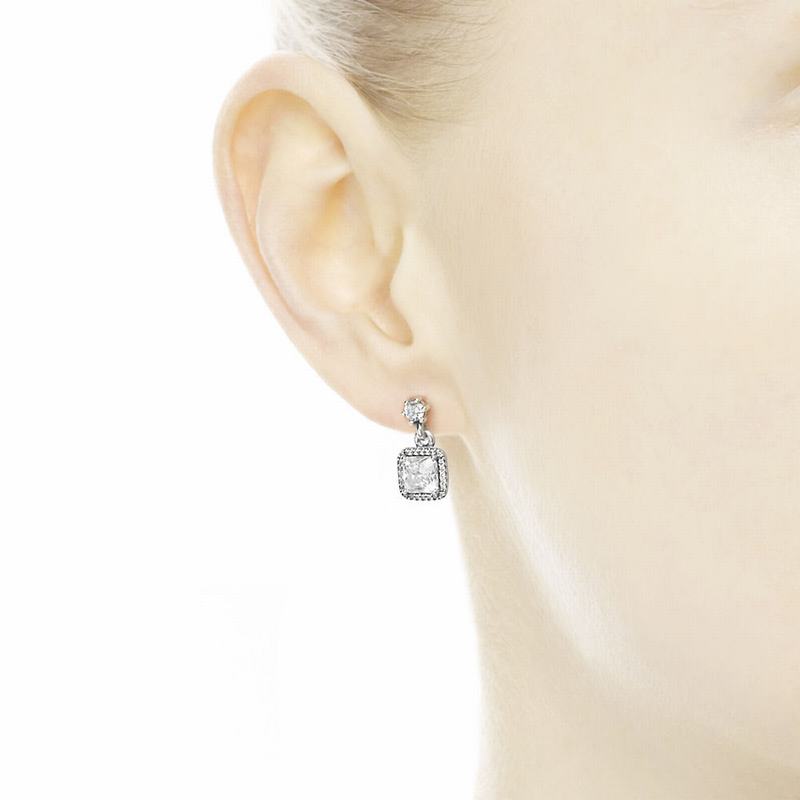 Pandora Timeless Elegance Drop Earrings - Sterling Silver/Cubic Zirconia - Canada | ZY6722KW